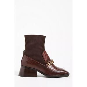 Jeffrey Campbell Patrick Sock Brown Lizard Suede Bootie – Size 8